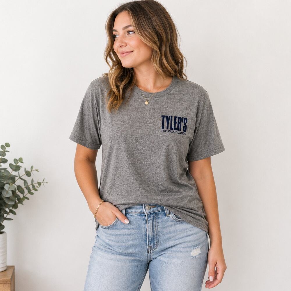 Tyler’s The Woodlands Gray Graphic Short Sleeve Tee Sz S